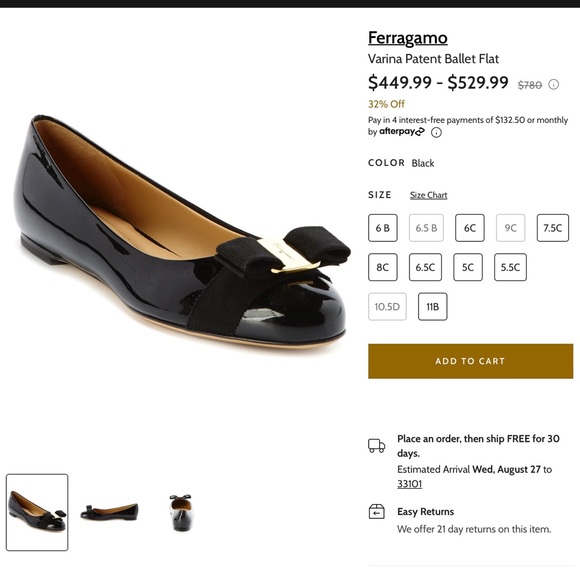 Salvatore Ferragamo Shoes - Salvatore Ferragamo Black Patent Ballet Flats